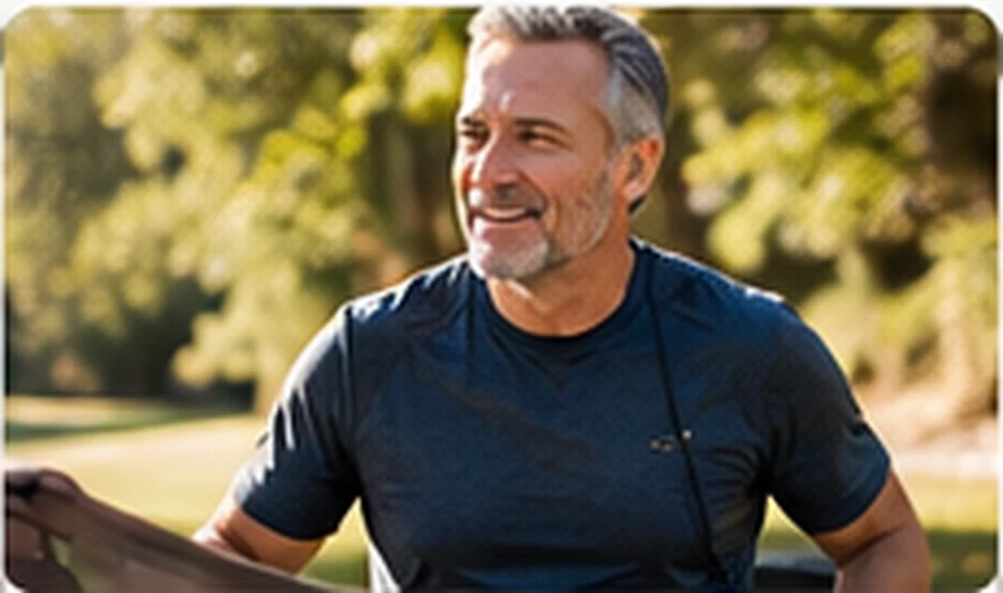 An adult outdoors during an active everyday routine.