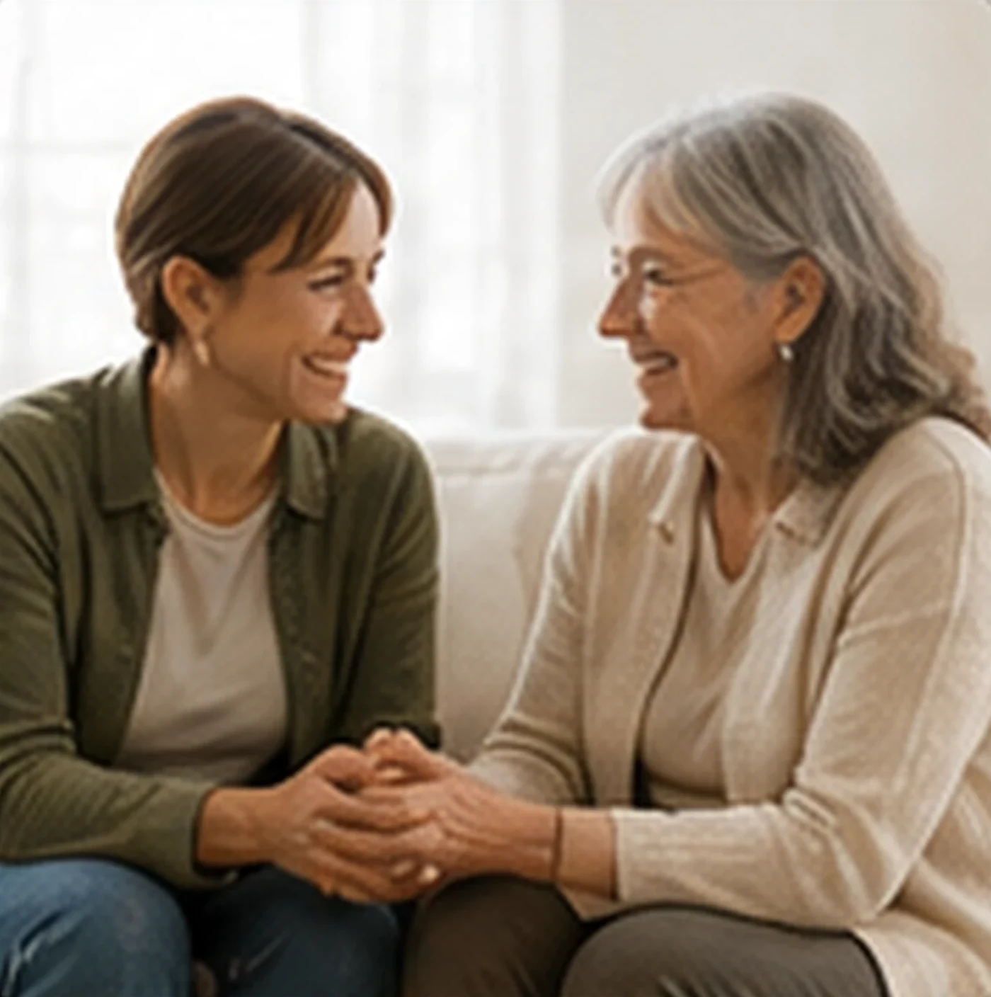 Two adults having a supportive conversation
