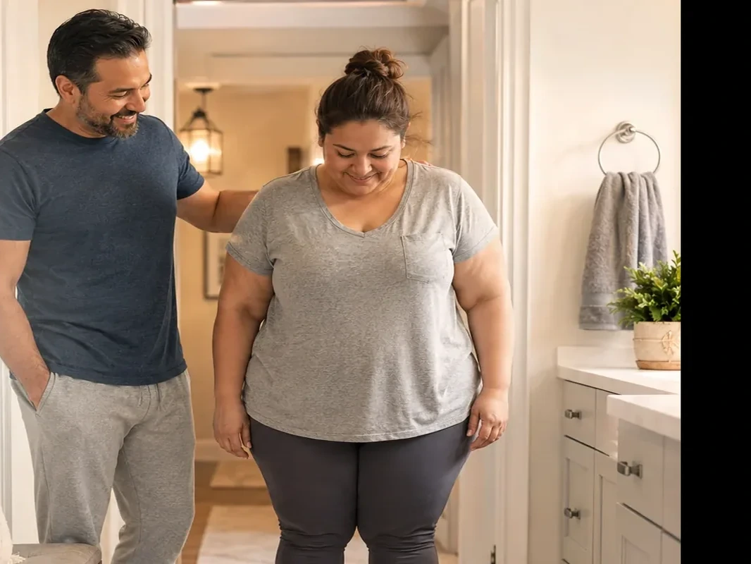 Couple supporting one another during a wellness journey